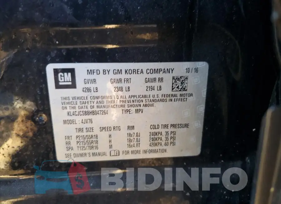 KL4CJCSB8HB047264 Photo# 14