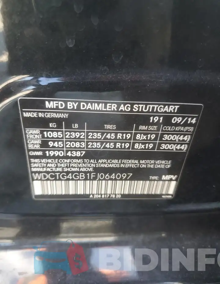 WDCTG4GB1FJ064097 Photo# 14