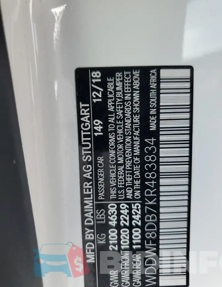 WDDWF8DB7KR483834 Photo# 13