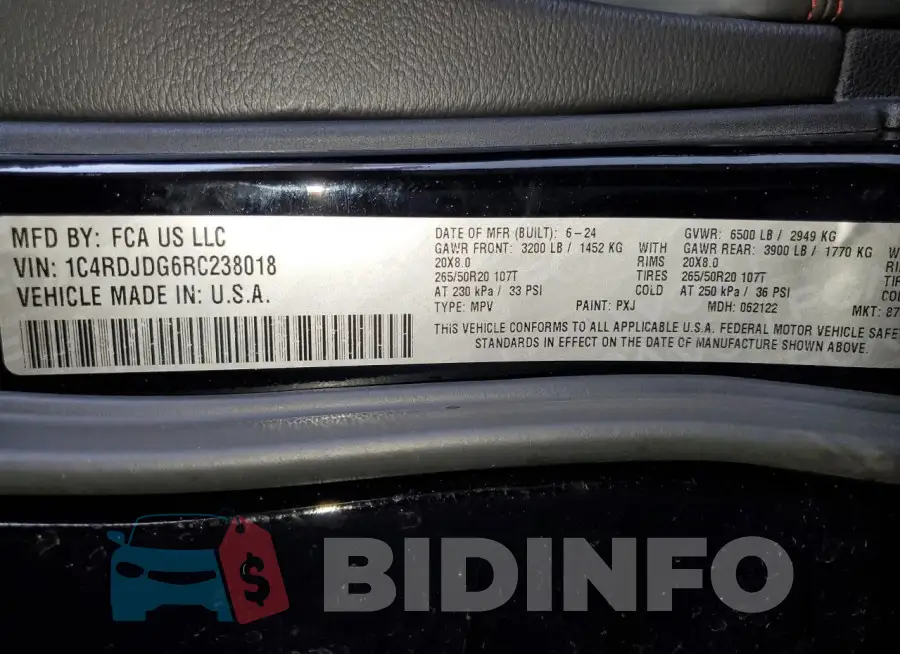1C4RDJDG6RC238018 Photo# 13