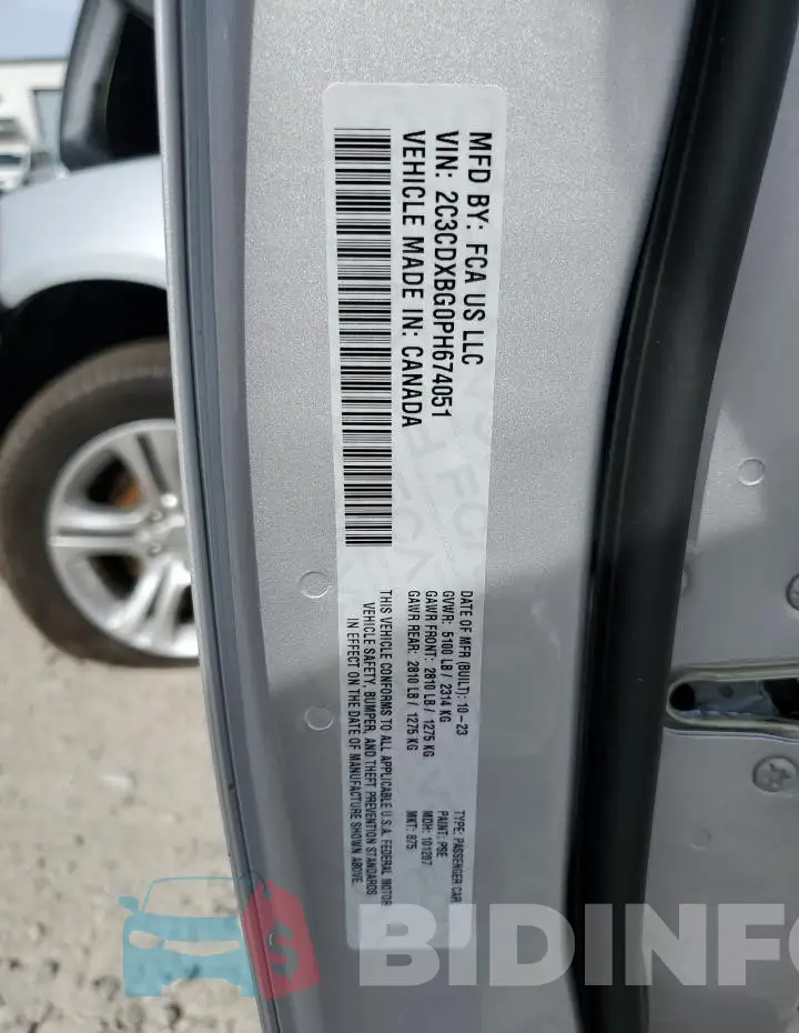 2C3CDXBG0PH674051 Photo# 13