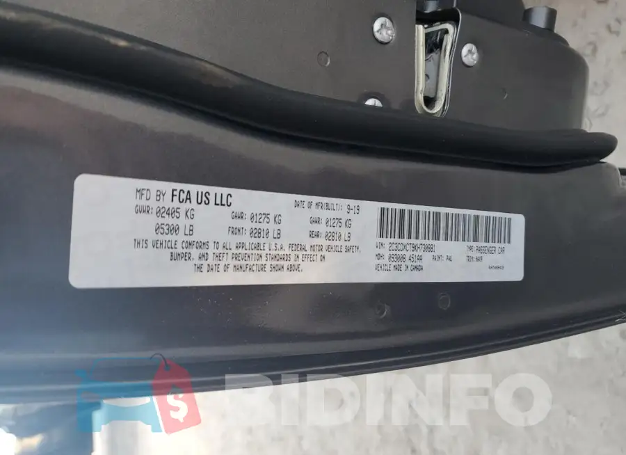 2C3CDXCT9KH730881 Photo# 13