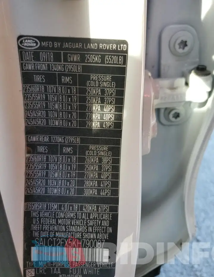 SALCT2FX5KH790087 Photo# 12