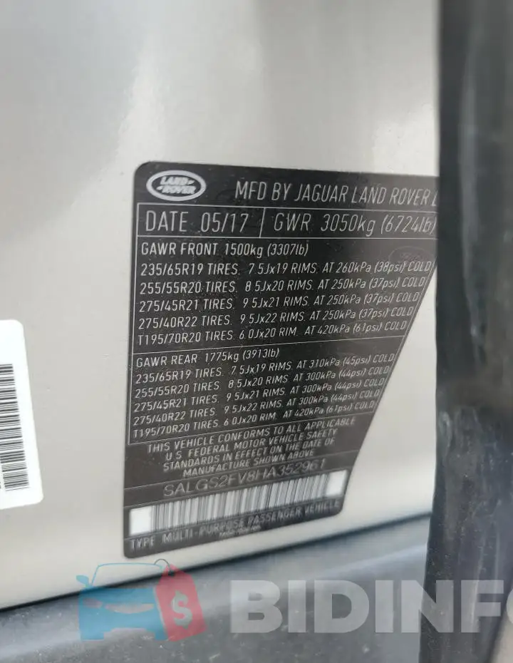 SALGS2FV8HA352961 Photo# 13