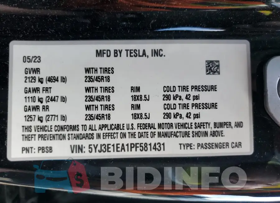 5YJ3E1EA1PF581431 Photo# 12