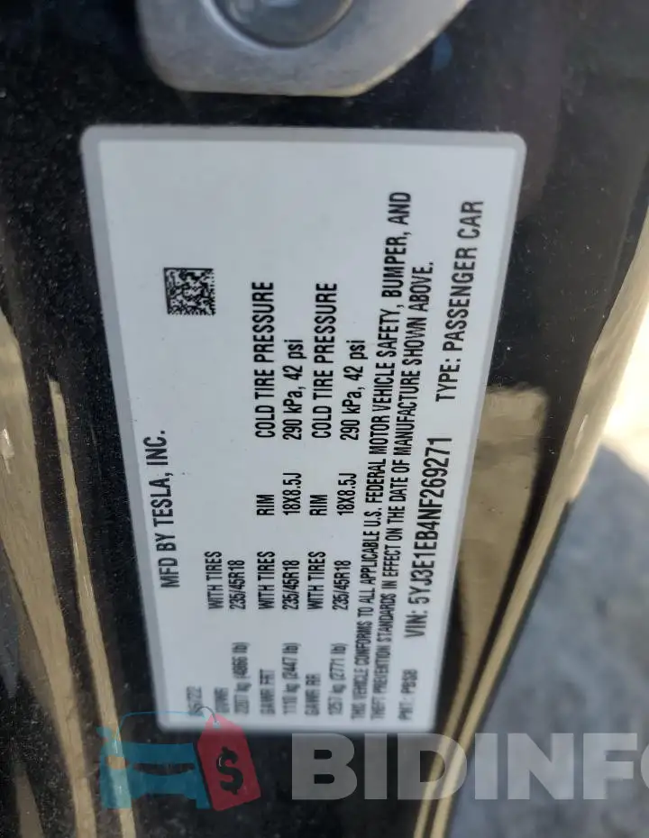 5YJ3E1EB4NF269271 Photo# 13