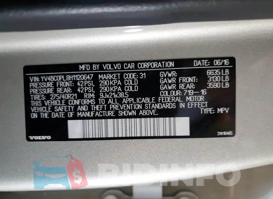YV4BC0PL8H1120647 Photo# 12