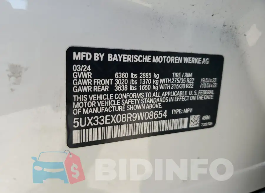 5UX33EX08R9W08654 Photo# 13