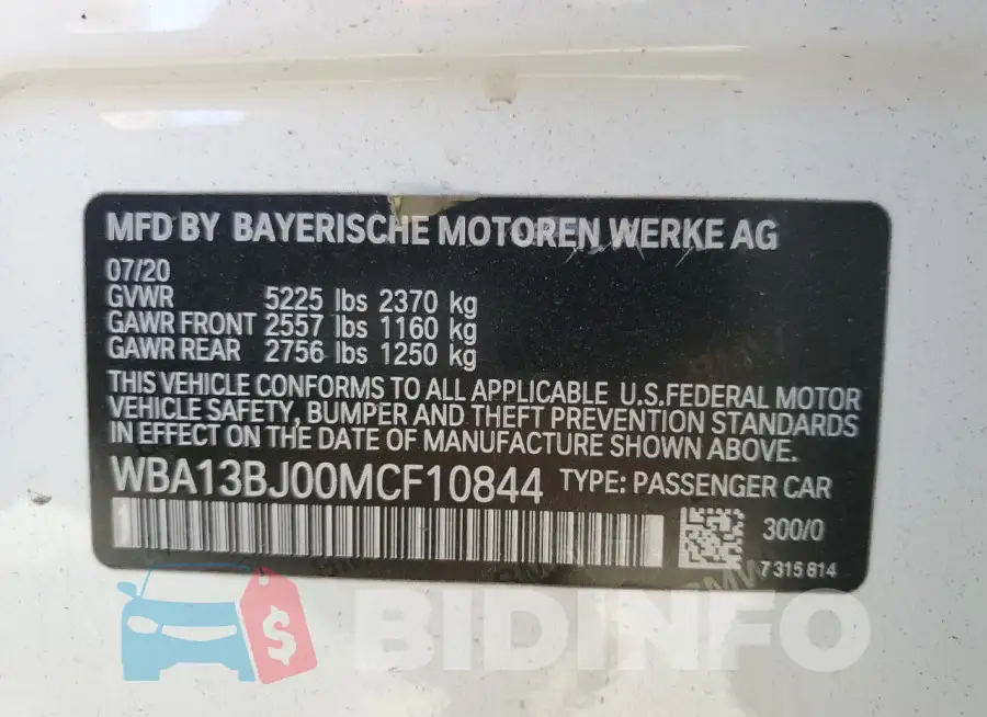 WBA13BJ00MCF10844 Photo# 12