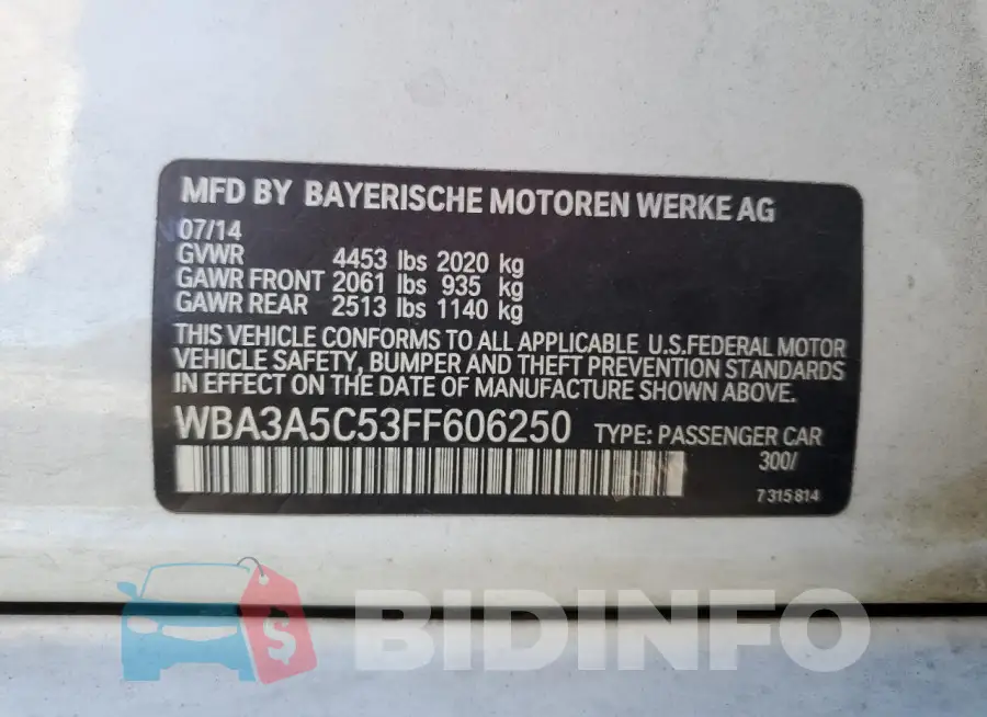 WBA3A5C53FF606250 Photo# 12