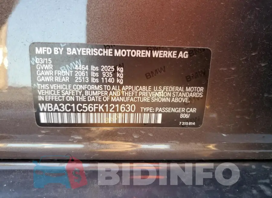 WBA3C1C56FK121630 Photo# 12