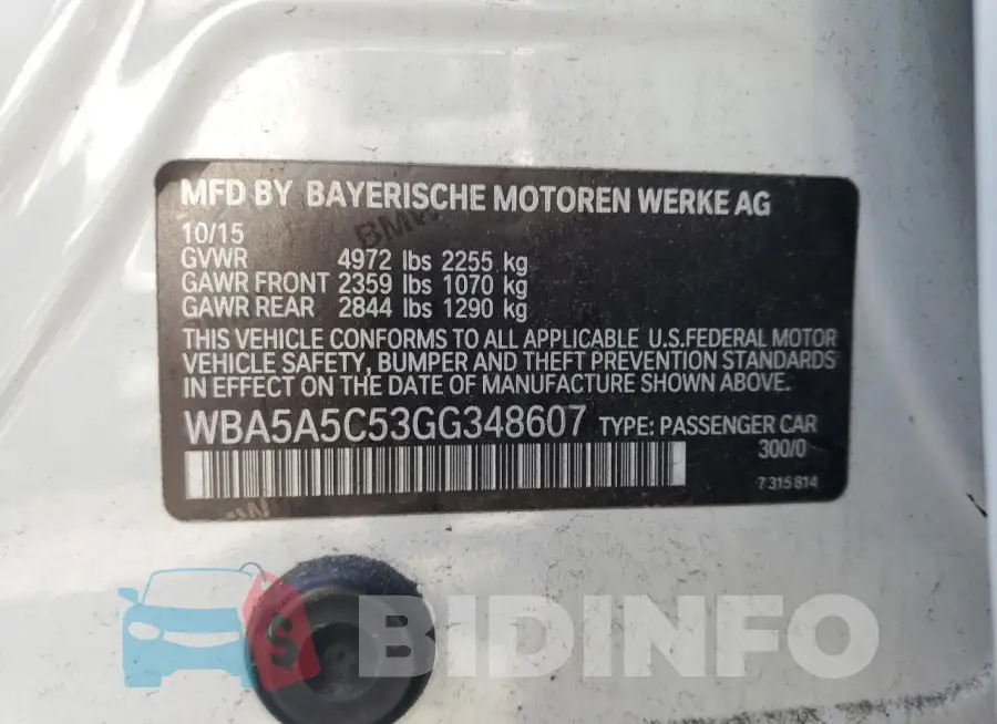 WBA5A5C53GG348607 Photo# 12