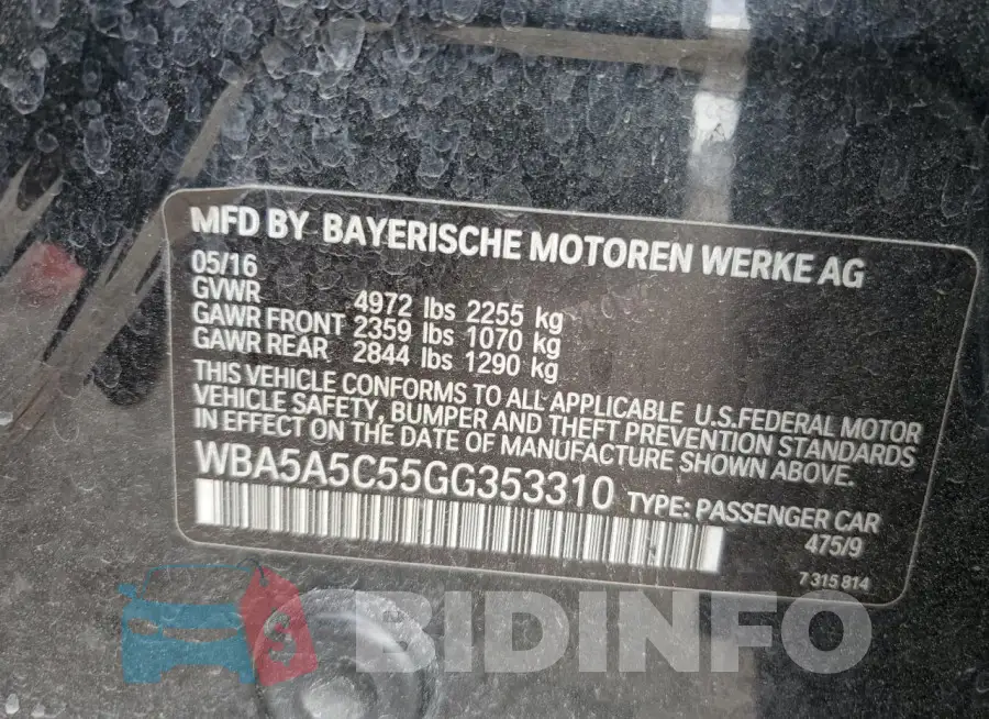 WBA5A5C55GG353310 Photo# 12