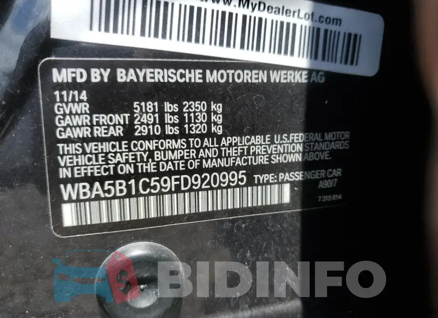 WBA5B1C59FD920995 Photo# 13