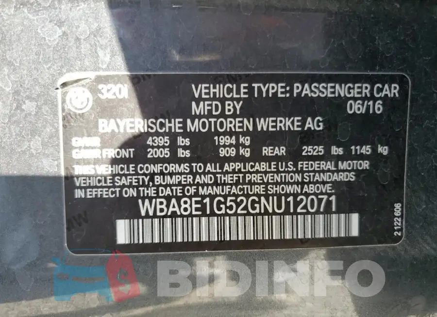 WBA8E1G52GNU12071 Photo# 13