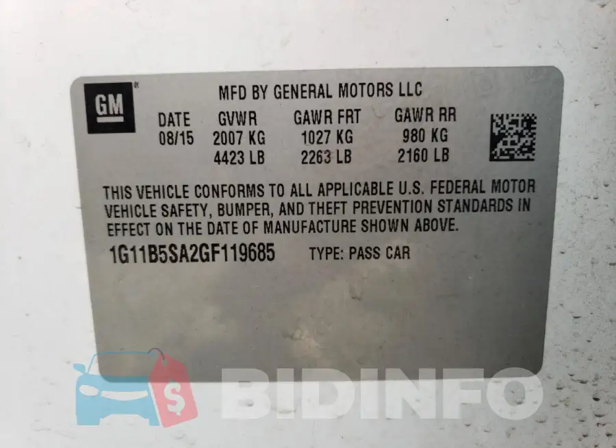 1G11B5SA2GF119685 Photo# 12
