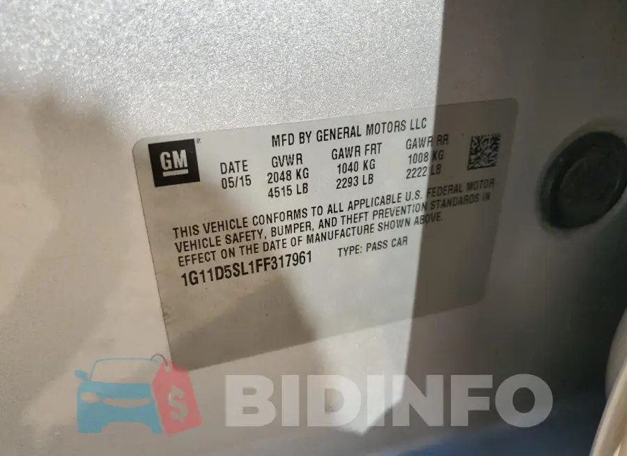 1G11D5SL1FF317961 Photo# 12