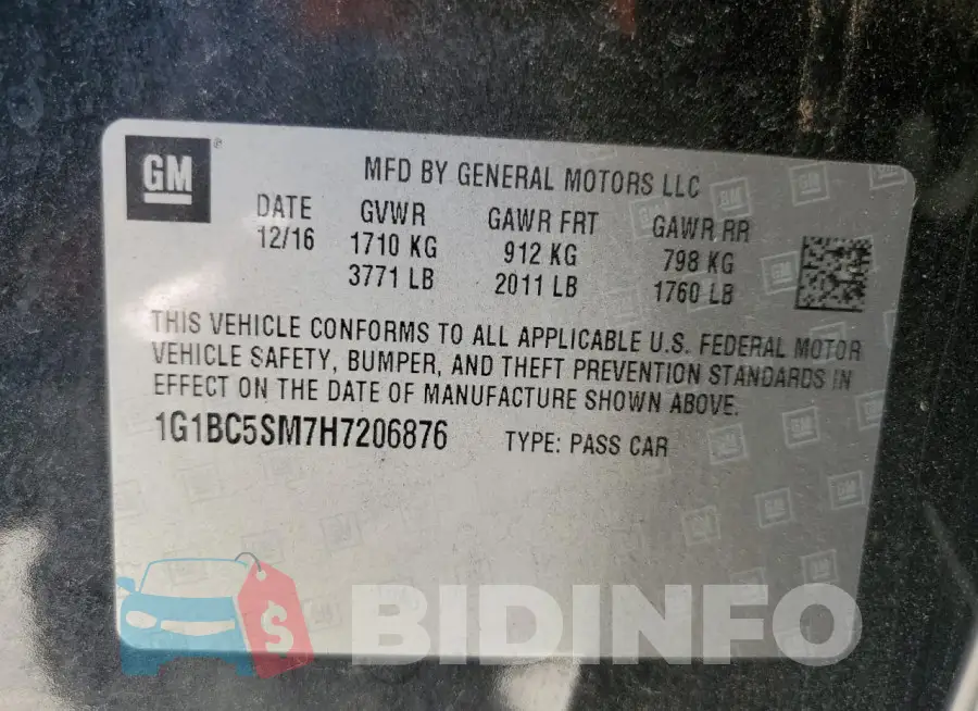 1G1BC5SM7H7206876 Photo# 12