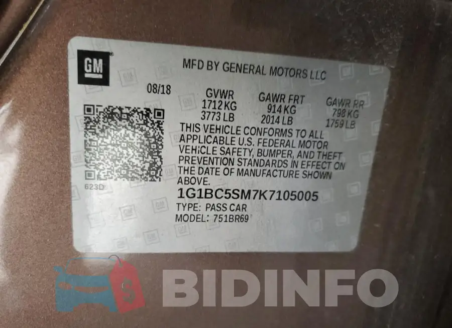 1G1BC5SM7K7105005 Photo# 13