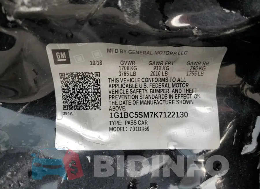 1G1BC5SM7K7122130 Photo# 12