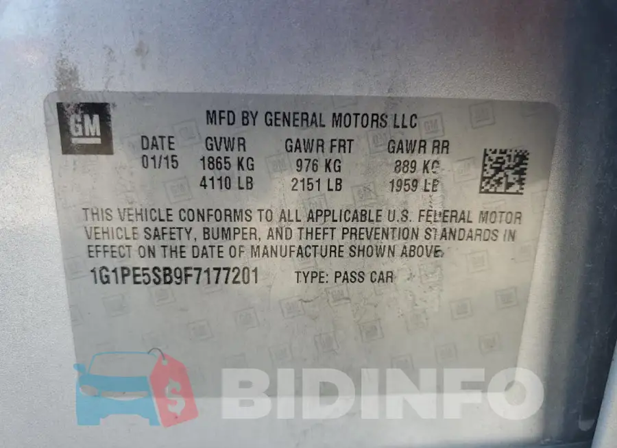 1G1PE5SB9F7177201 Photo# 12