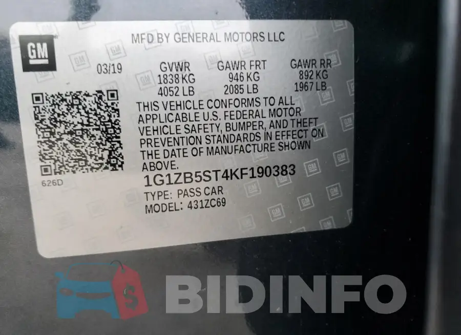 1G1ZB5ST4KF190383 Photo# 12