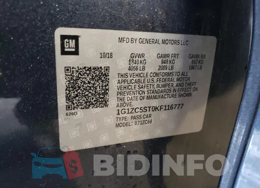1G1ZC5ST0KF116777 Photo# 12