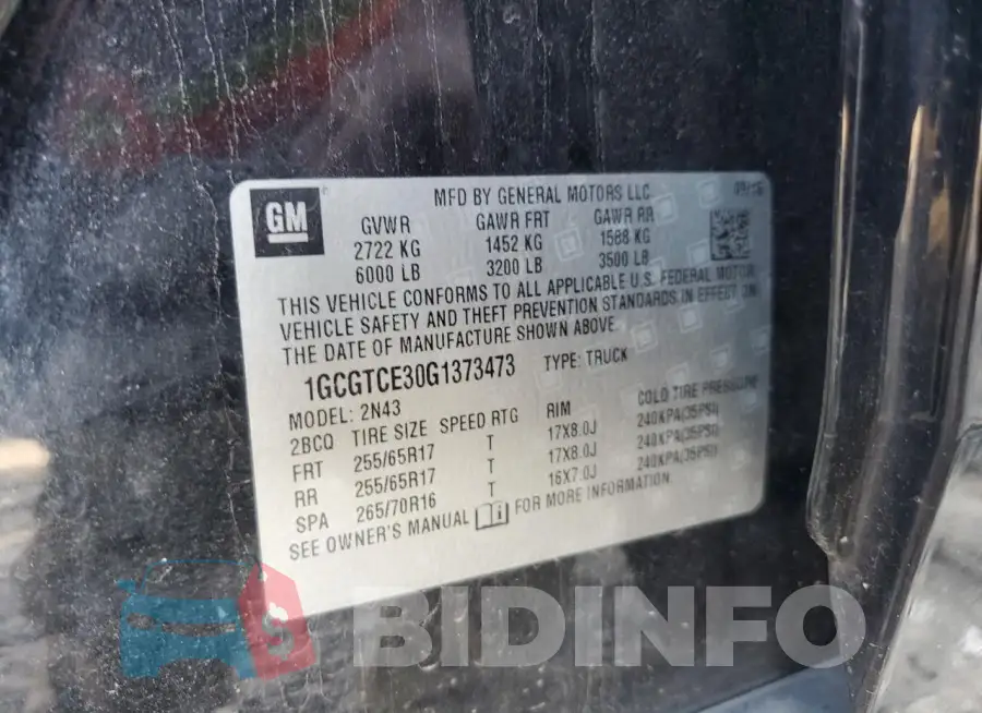 1GCGTCE30G1373473 Photo# 12