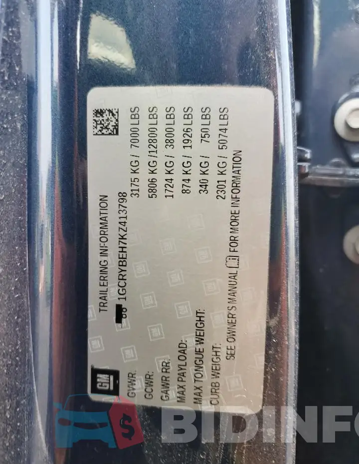 1GCRYBEH7KZ413798 Photo# 12
