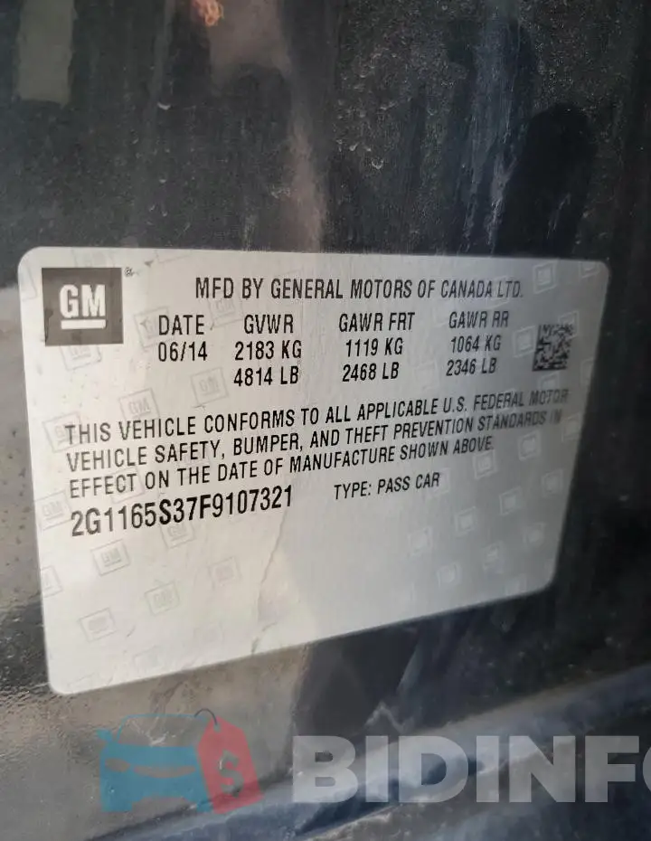 2G1165S37F9107321 Photo# 13