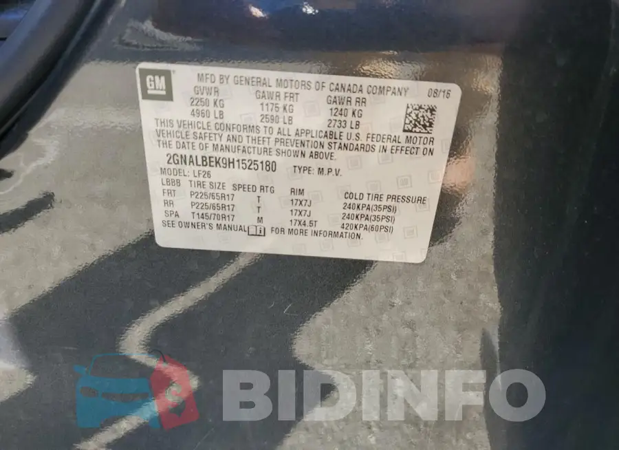 2GNALBEK9H1525180 Photo# 13