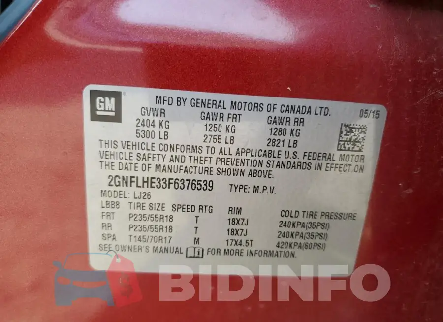 2GNFLHE33F6376539 Photo# 13