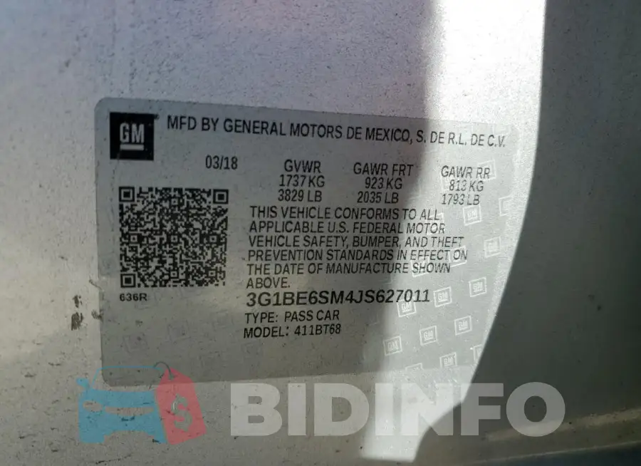 3G1BE6SM4JS627011 Photo# 12