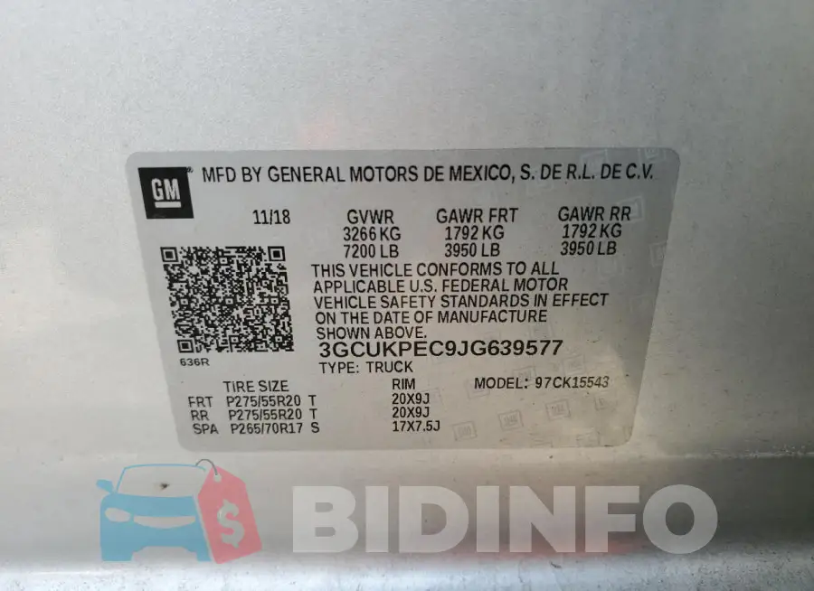 3GCUKPEC9JG639577 Photo# 13
