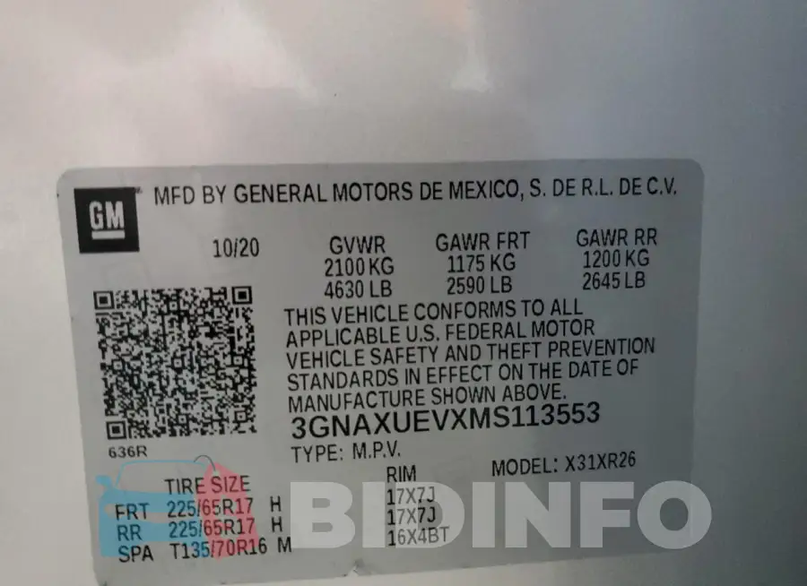 3GNAXUEVXMS113553 Photo# 12