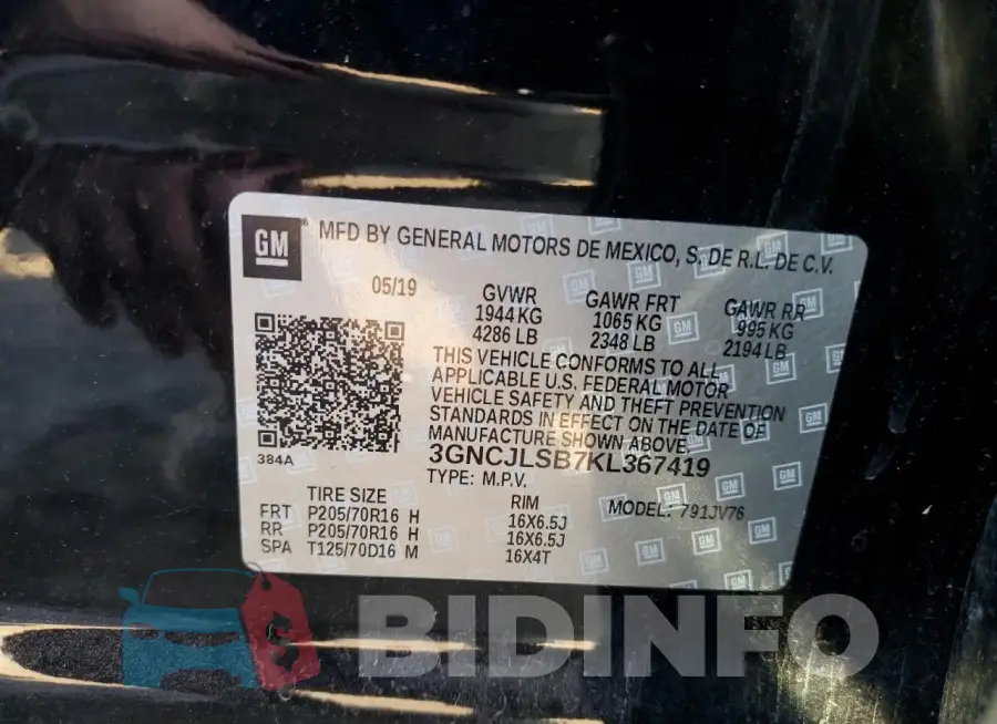 3GNCJLSB7KL367419 Photo# 13