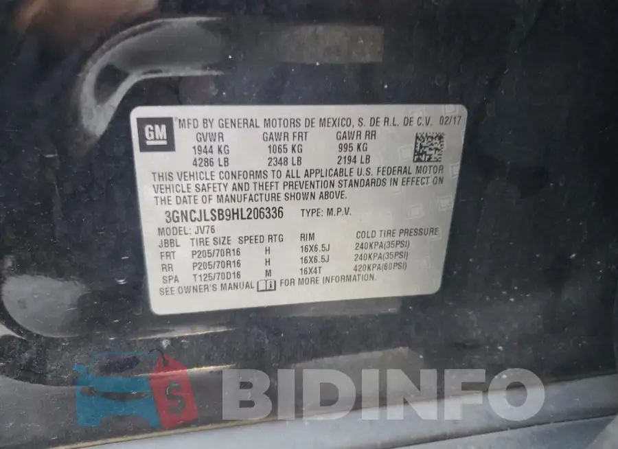 3GNCJLSB9HL206336 Photo# 14
