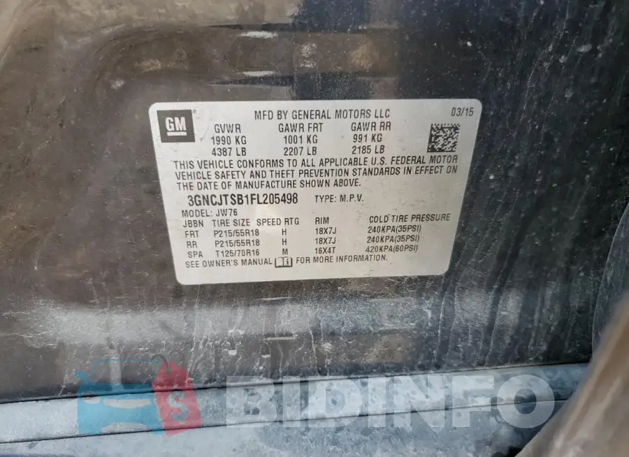 3GNCJTSB1FL205498 Photo# 12