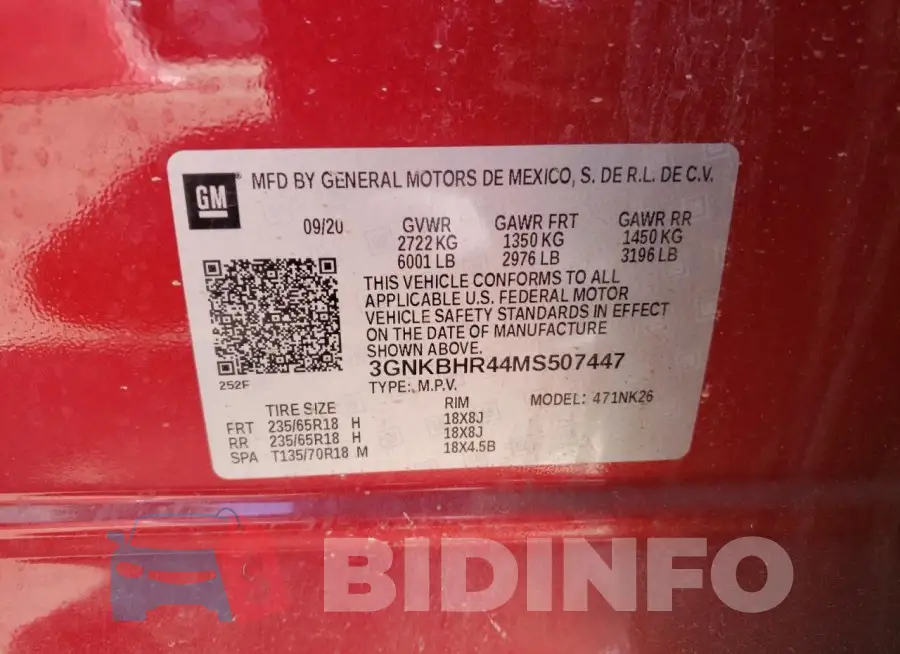 3GNKBHR44MS507447 Photo# 13