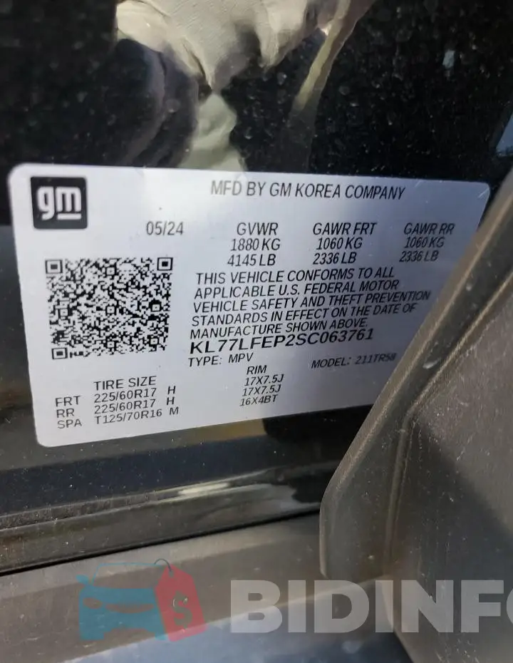 KL77LFEP2SC063761 Photo# 13