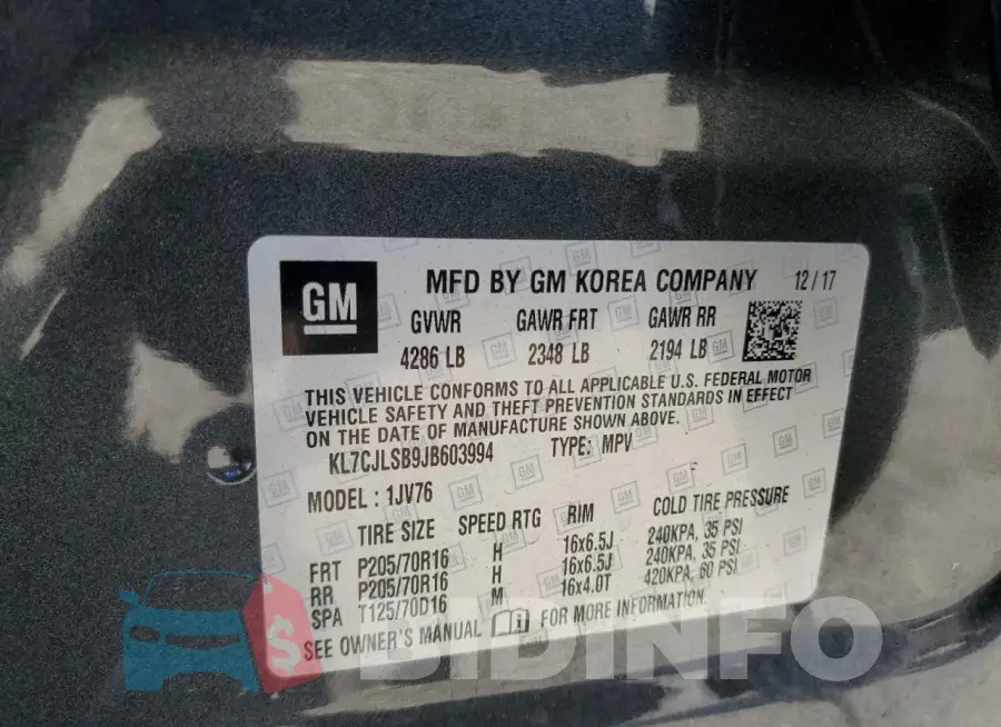 KL7CJLSB9JB603994 Photo# 12