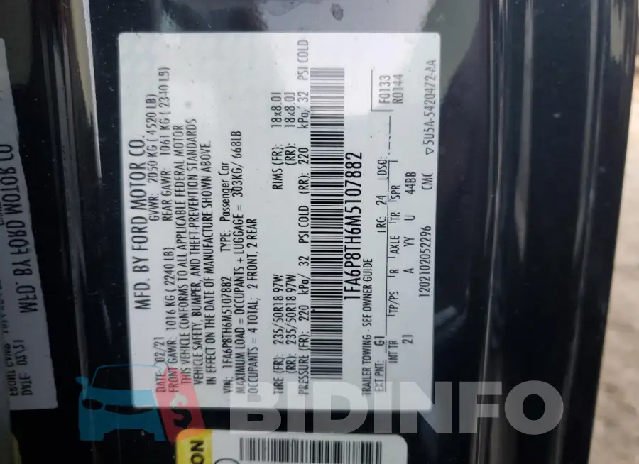 1FA6P8TH6M5107882 Photo# 13