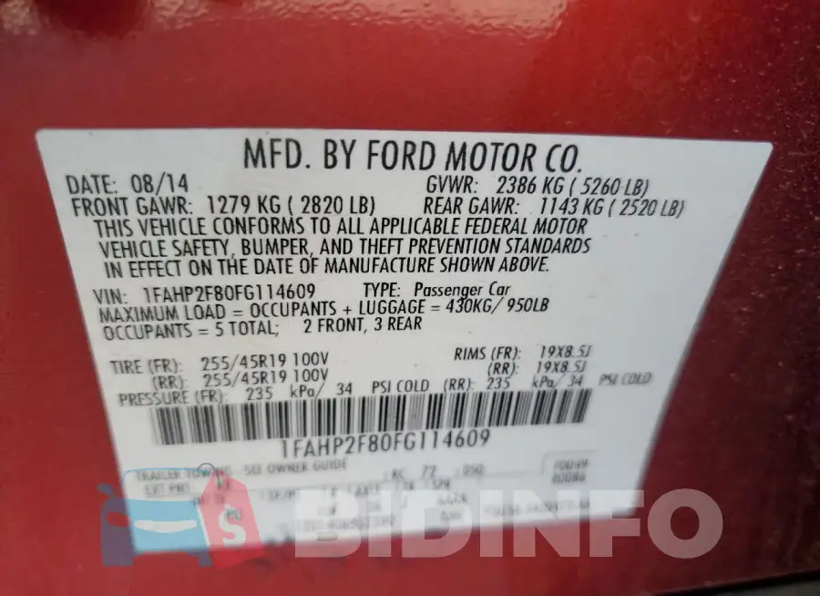 1FAHP2F80FG114609 Photo# 12