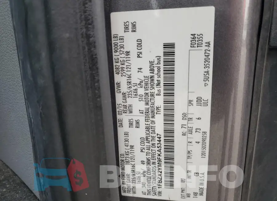 1FBZX2YM9FKA53447 Photo# 13