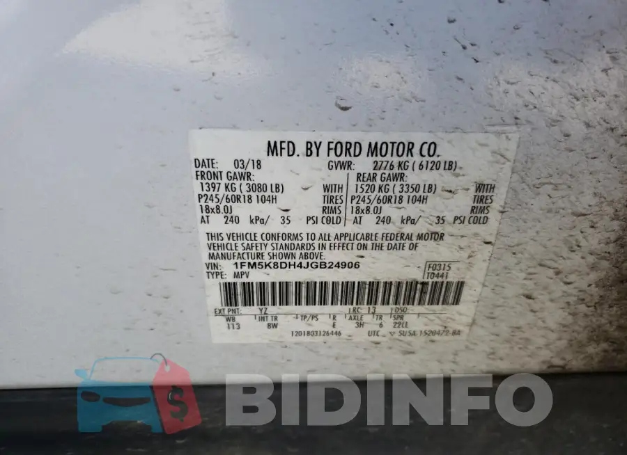 1FM5K8DH4JGB24906 Photo# 13