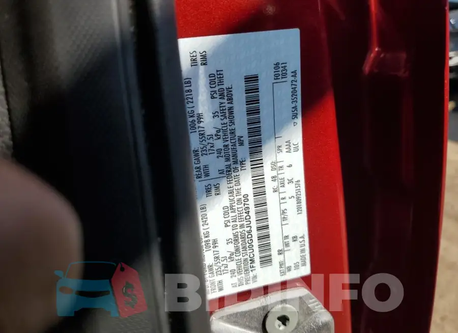 1FMCU0GD6JUD49700 Photo# 13