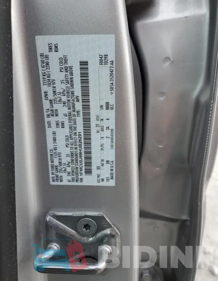 1FMCU0J99HUB26291 Photo# 13