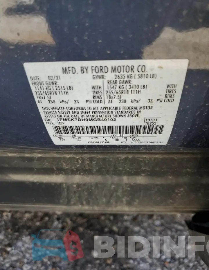 1FMSK7DH9MGB40102 Photo# 13