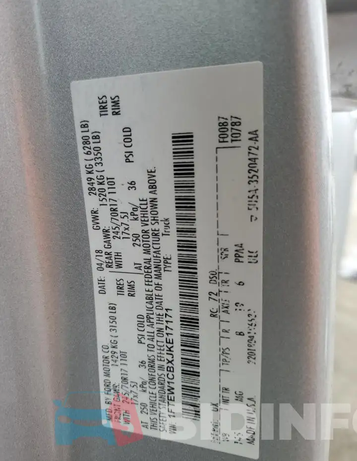 1FTEW1CBXJKE17171 Photo# 13