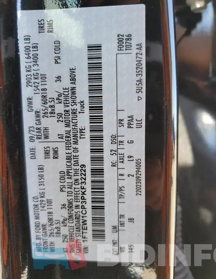1FTEW1CP3PKF32229 Photo# 12